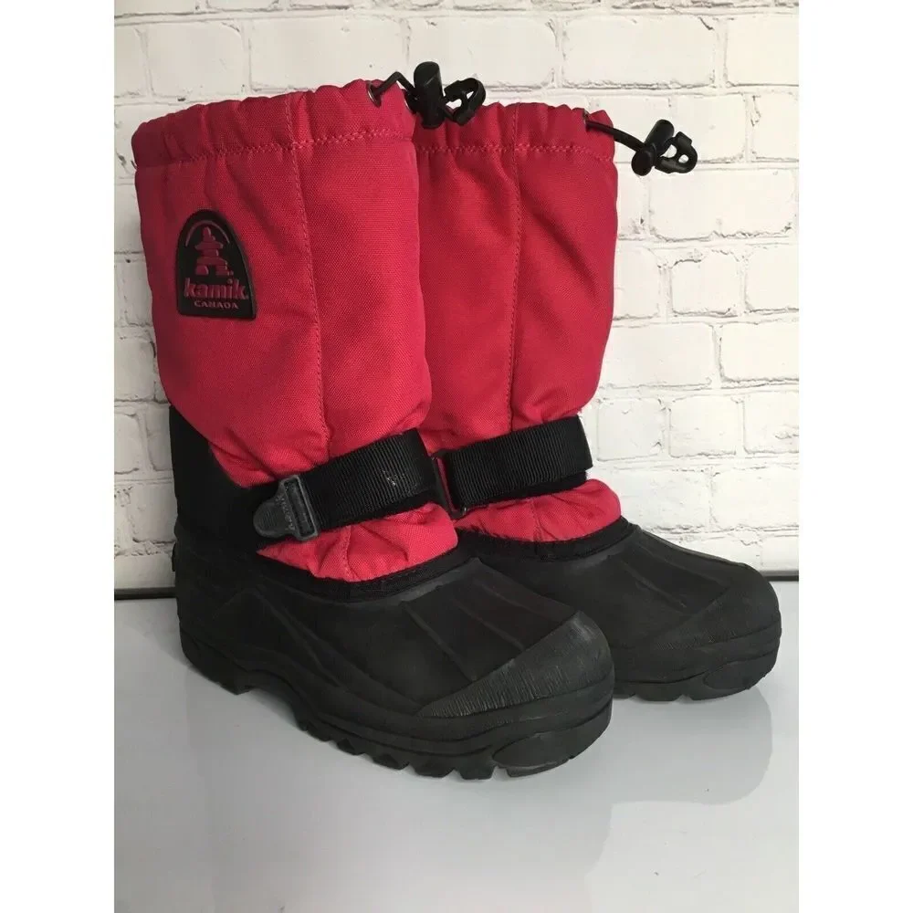 KAMIK Women's Kids Youth‎ size 5 Pink Magenta And Black Duck Winter Snow Boots